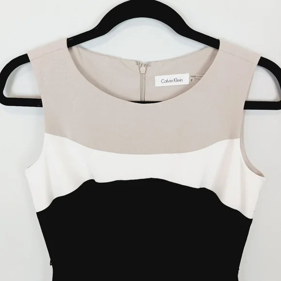 Calvin Klein A-Line Colorblock Dress Size 2 - Picture 2 of 6